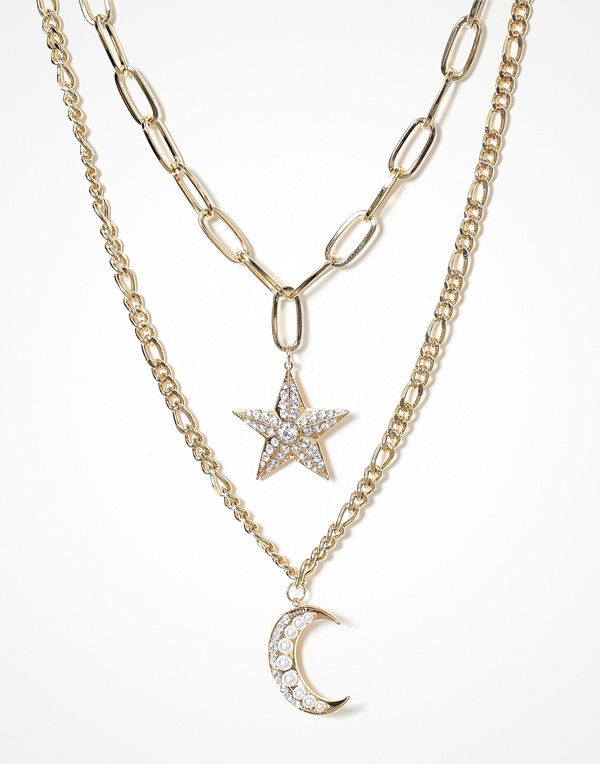Freedom by Topshop halsband Moon & Stars Pearl Necklace