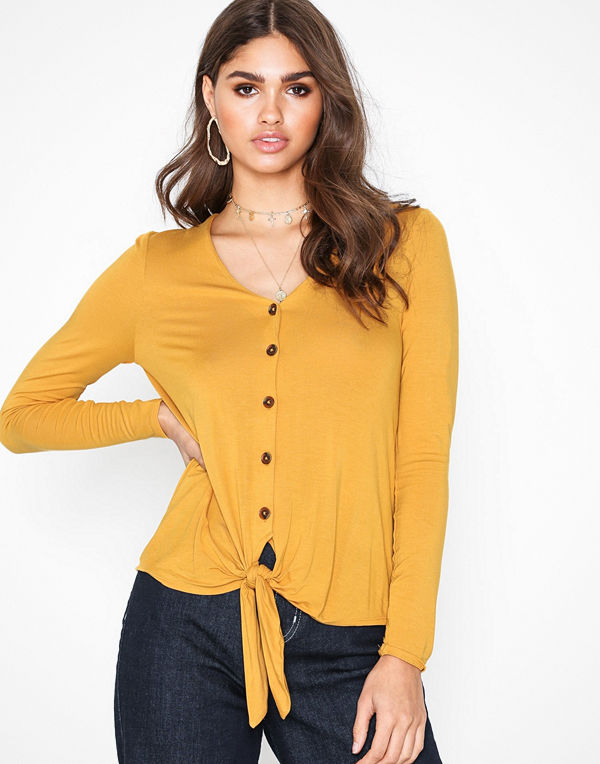 New Look V Neck Button Tie Front T