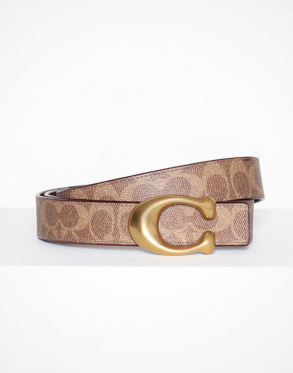 Coach 32mm sculpted c coated canvas reversible signature belt