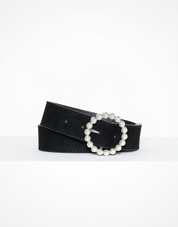 Missguided Pearl Detail Single Ring Belt Silver