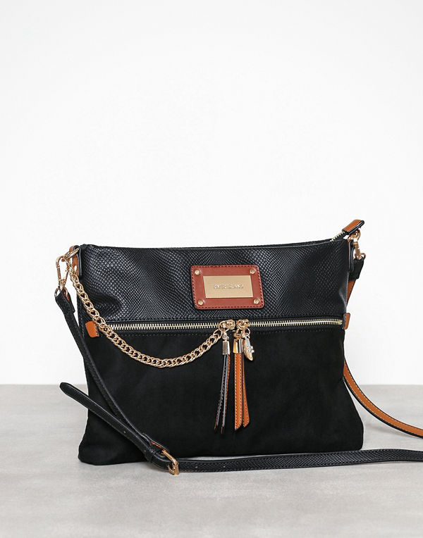River Island svart axelväska Chain Front Mini Messenger