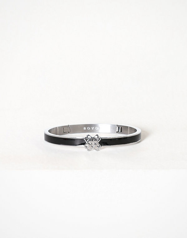 Bovou armband Four B Silver/Svart