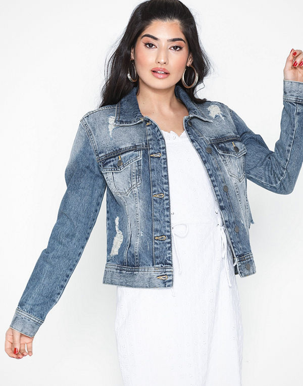 Jacqueline de Yong Jdylona Damaged Jacket Blue Dnm