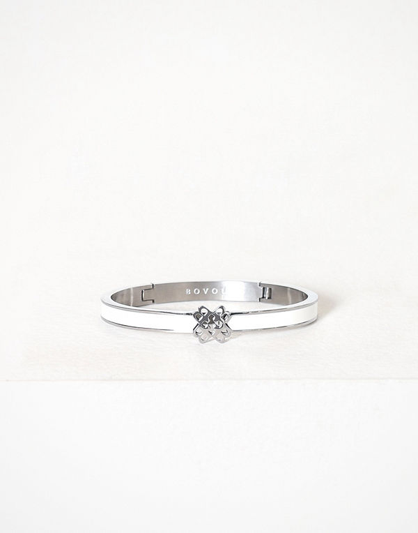 Bovou armband Four B Silver/Vit