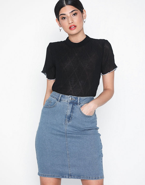 Vero Moda Vmhot Nine Hw Dnm Pencil Skirt Noos Ljus Blå