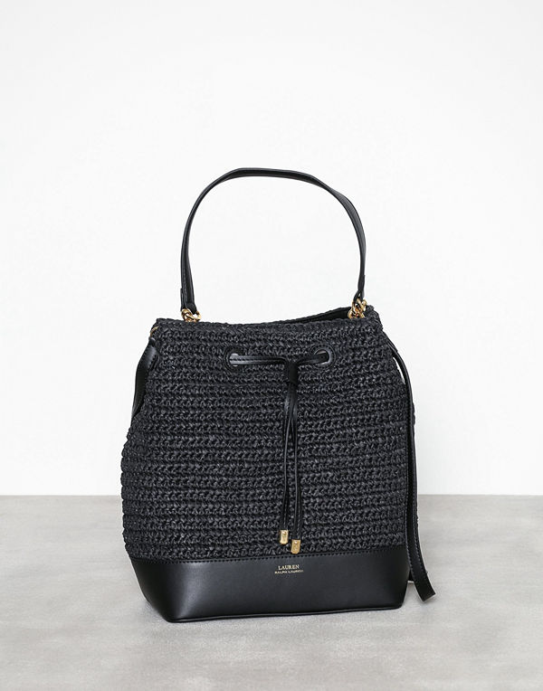 Lauren Ralph Lauren svart axelväska Debby Drawstring Medium