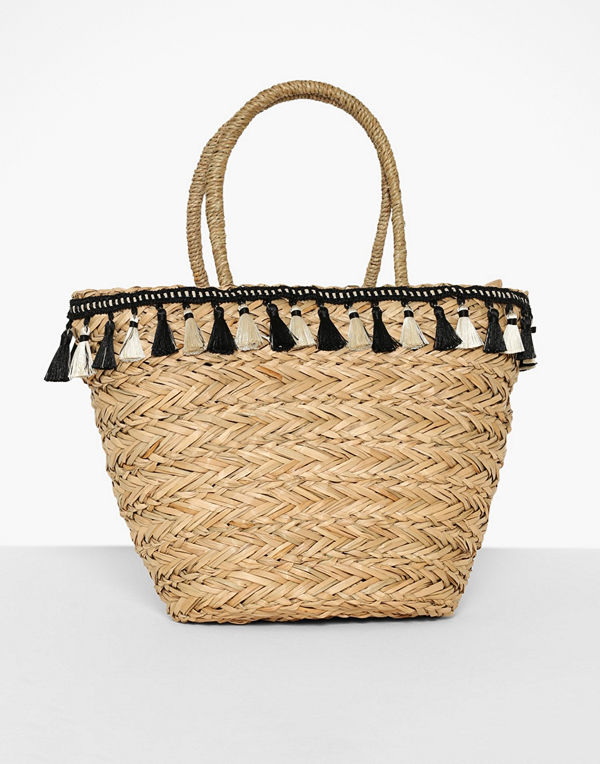 Missguided Tassel Trim Woven Beach Bag