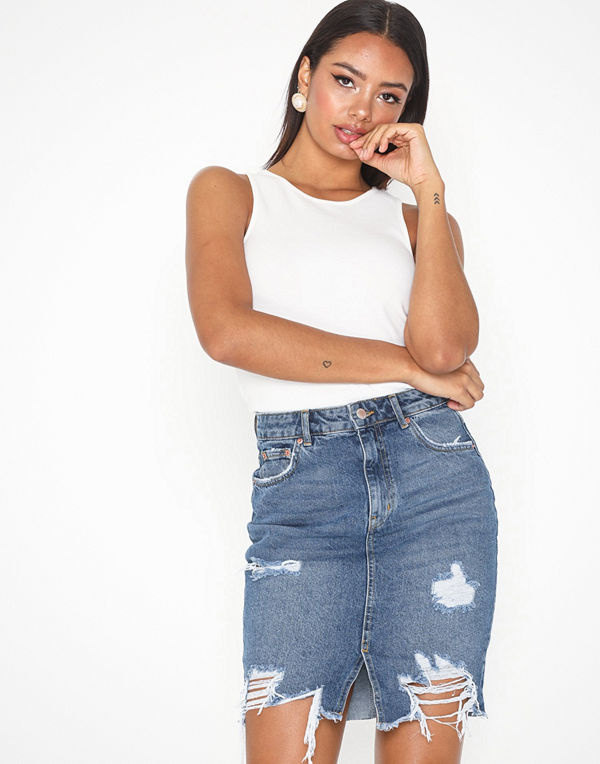 Gina Tricot Destroy Denim Skirt