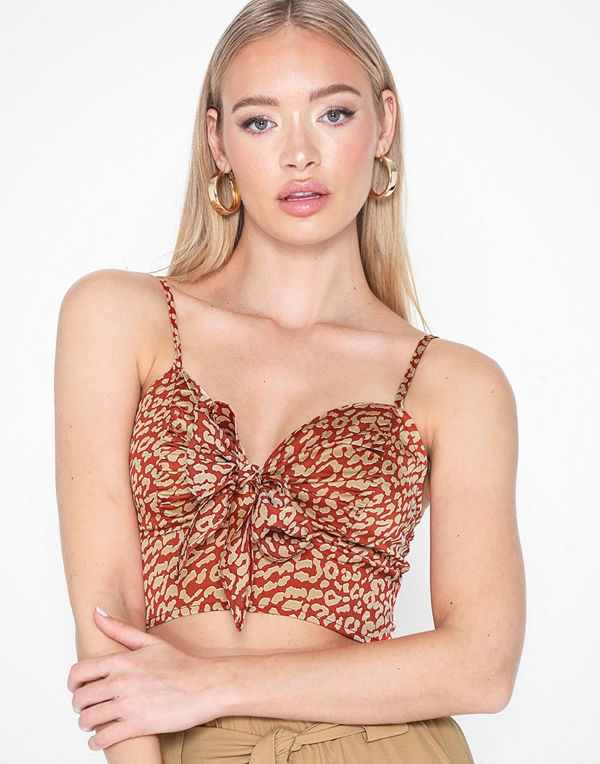 Missguided Leopard Satin Cami Bralet