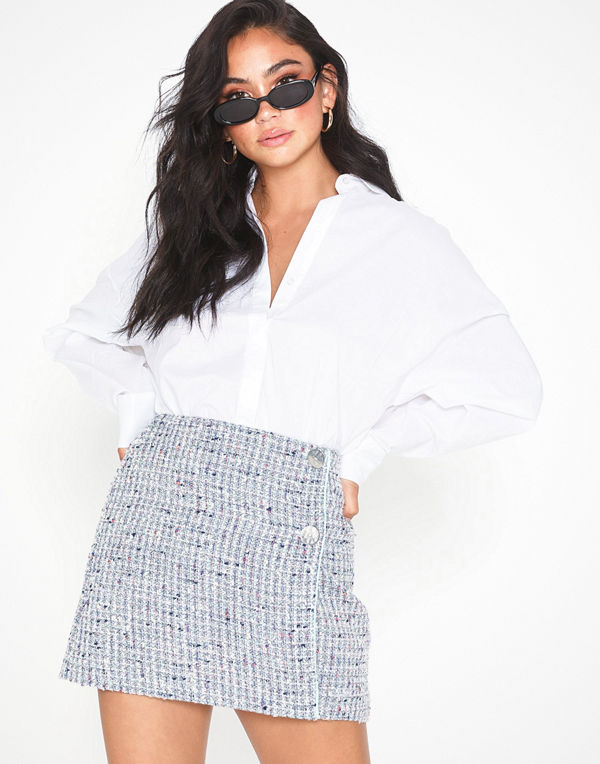 Topshop Silver Button Boucle Skirt