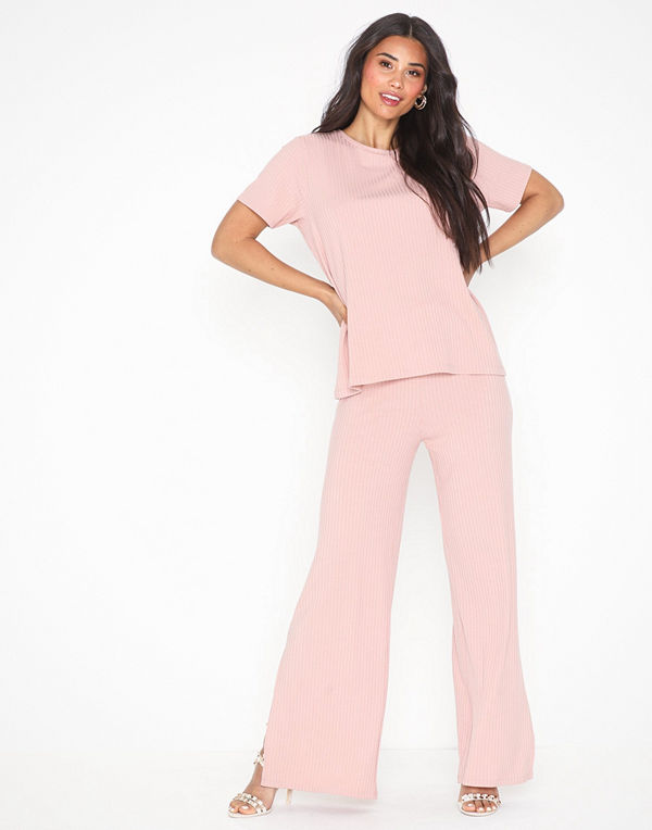NLY Trend Rib Slit Tee Set