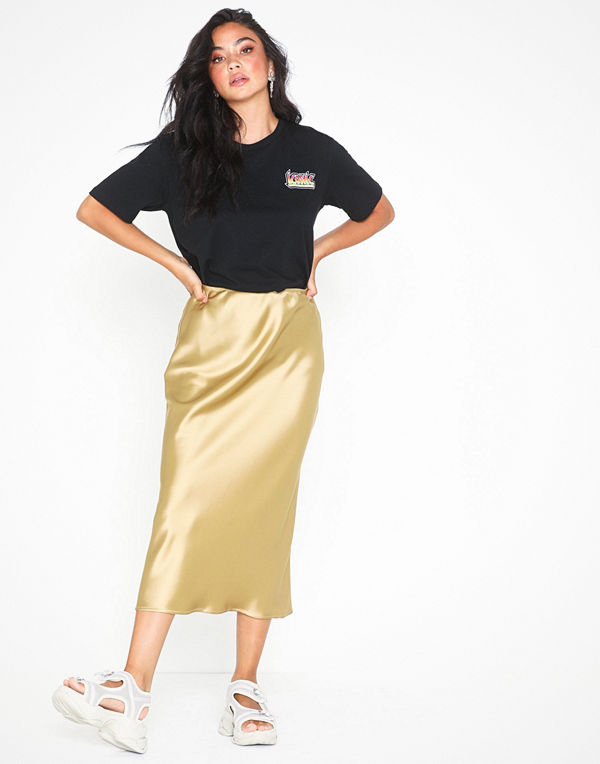 Topshop Split Side Satin Bias Midi Skirt