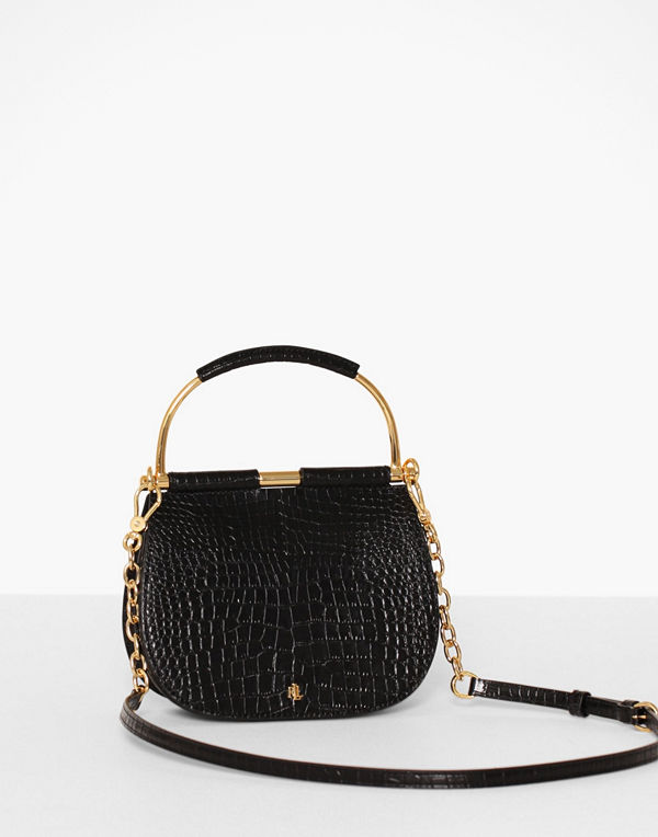 Lauren Ralph Lauren svart axelväska Mini Croc Embross Mason 20 Stl Min