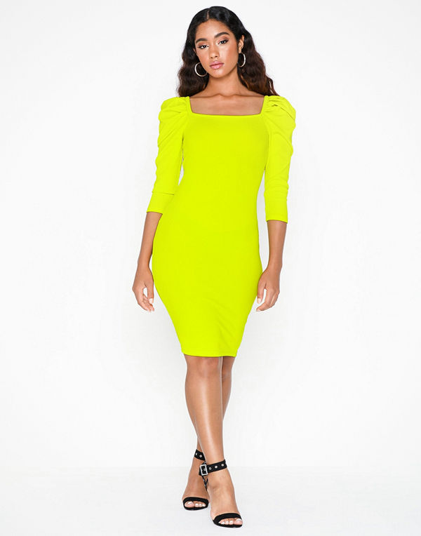 River Island Poppy Rib Mini Dress Lime
