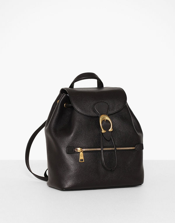 Coach svart ryggsäck Polished Pebble Leather Evie Backpack