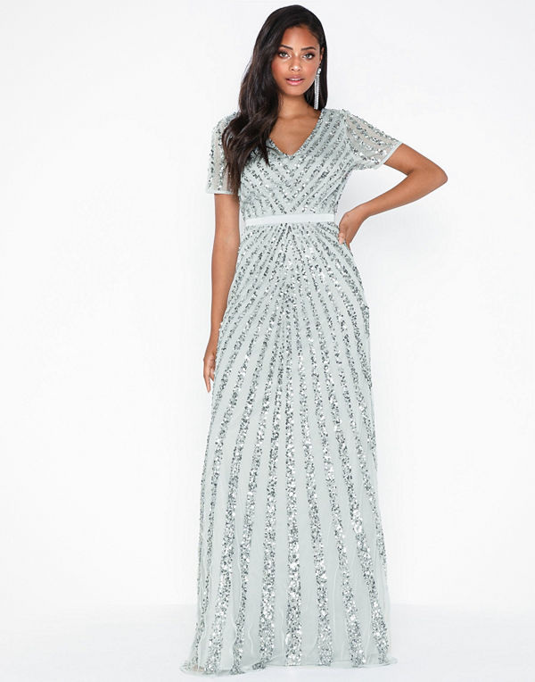 Maya Embellished Short Sleeve Maxi Dress