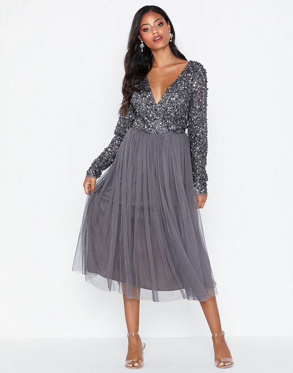 Maya Deluxe Wrap Front Midi Dress