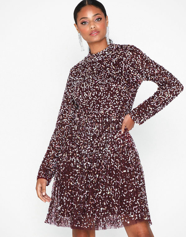 Maya High Neck Embellished Mini