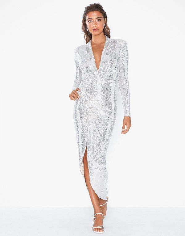 U Collection Shimmering V Neck Dress