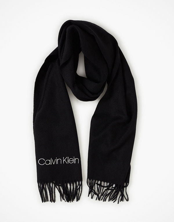 Calvin Klein Classic Wool Scarf W Svart