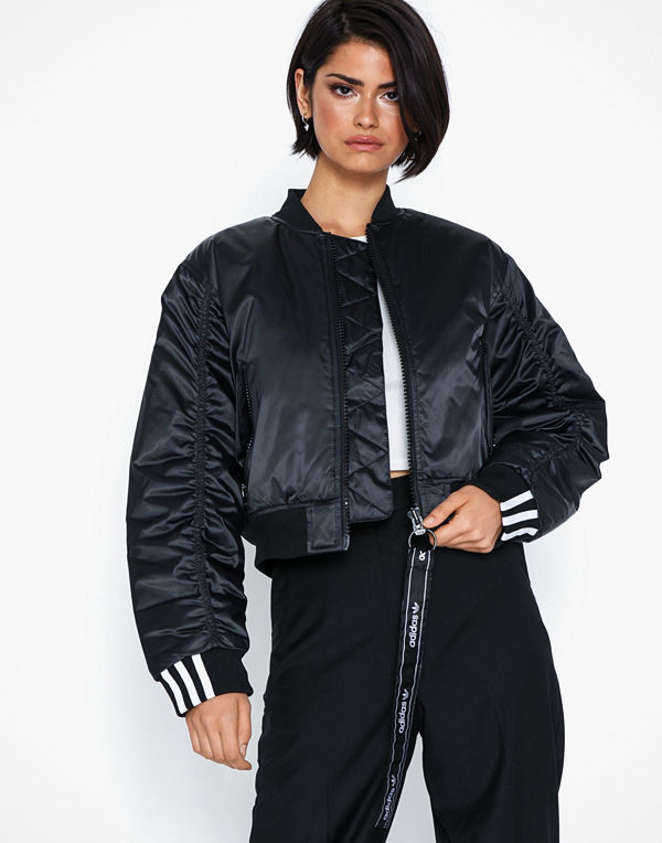 adidas originals cropped bomber jacket in black