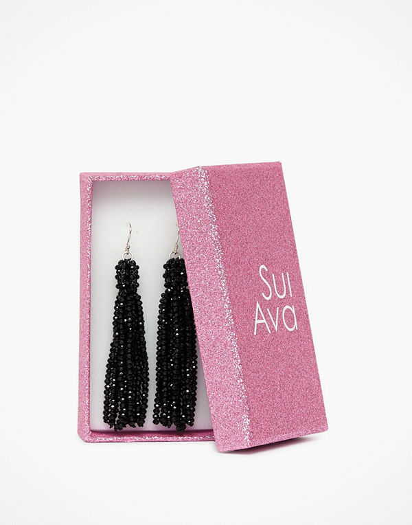Sui Ava örhängen Alexis Crystal Tassel Svart/Silver