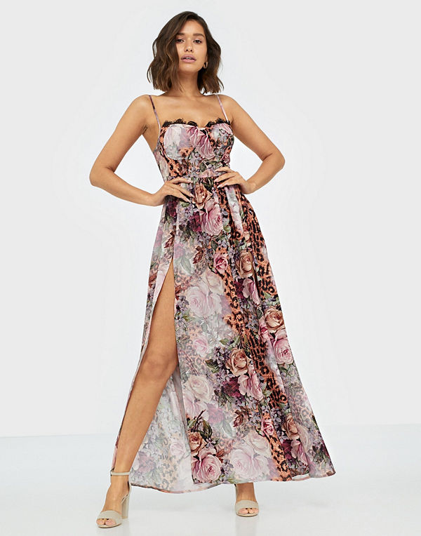 Missguided Floral Leopard Cupped Maxi Dress