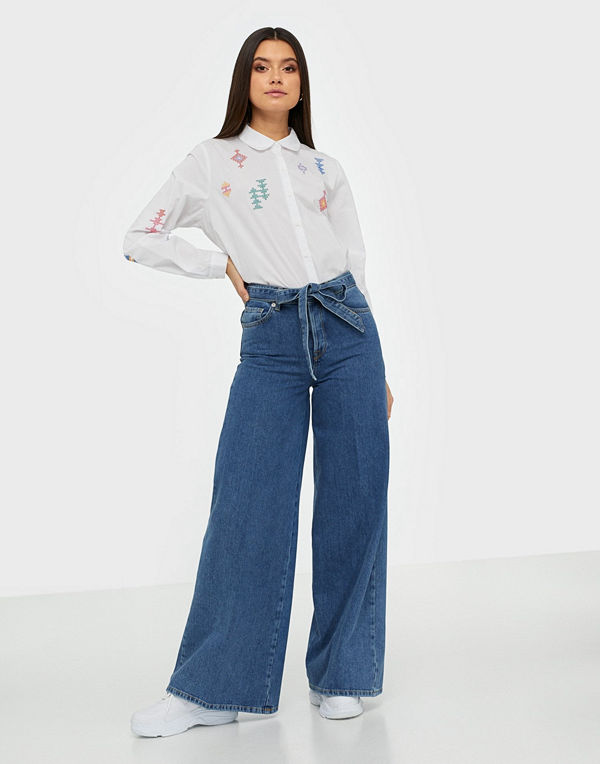 Selected Femme Slflaura Hw Wide Flare Aim Blue Jea