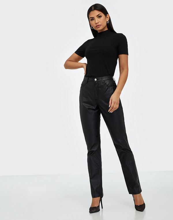 Missguided Highwaisted Coated Straight Jeans