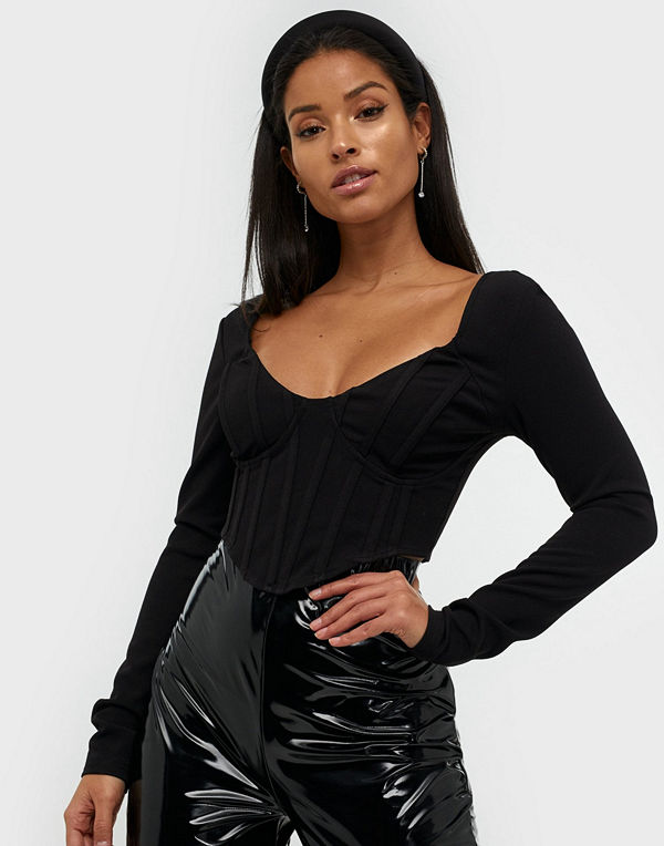 Missguided High Bust Long Sleeve Cropped Top