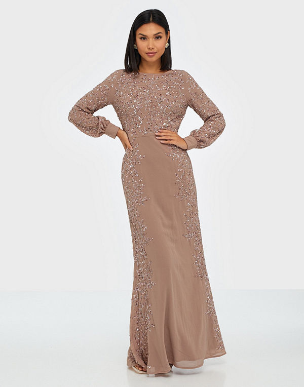 Maya Blossom Embellished Long Sleeve Maxi Dress