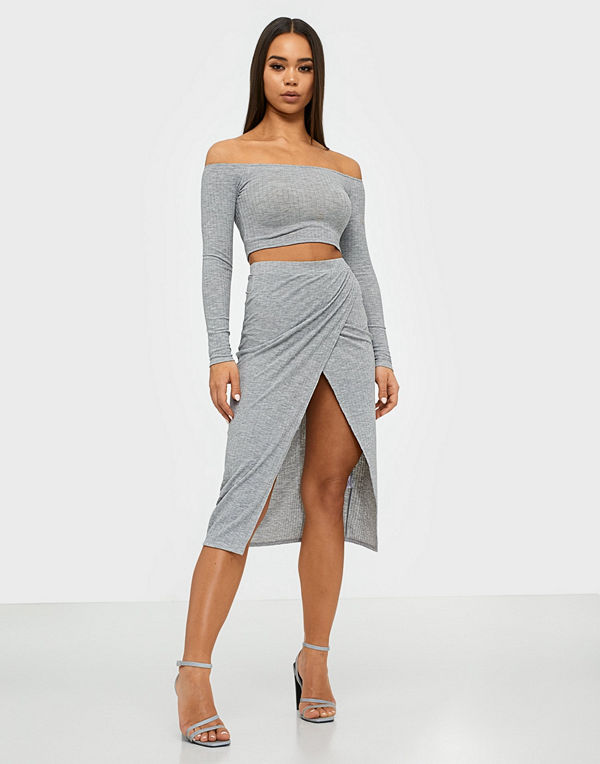 NLY One Melange Rib Skirt Set
