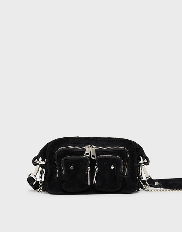 NuNoo svart axelväska Helena suede w. fringes