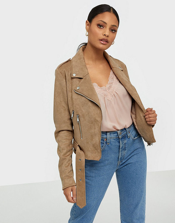 NLY Trend Suede Biker Jacket Skinnjackor online Köp NLY Trend Suede Biker Jacket Svart | Jackor