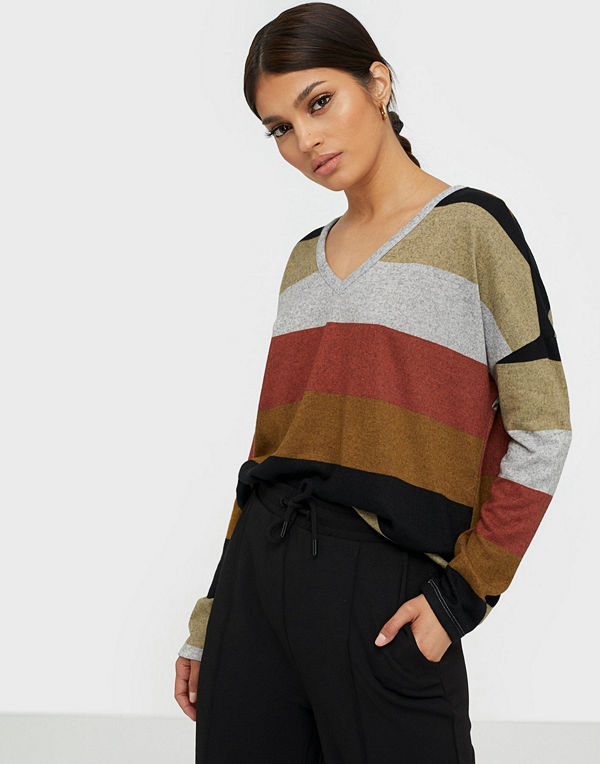 Jacqueline de Yong Jdytonsy L/S V-Neck Top Jrs Rpt