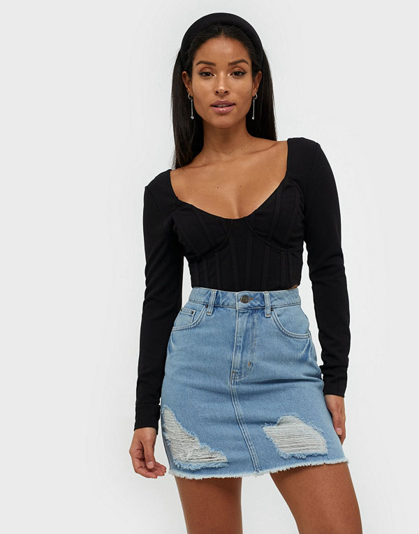 NLY Trend Ripped Mini Denim Skirt