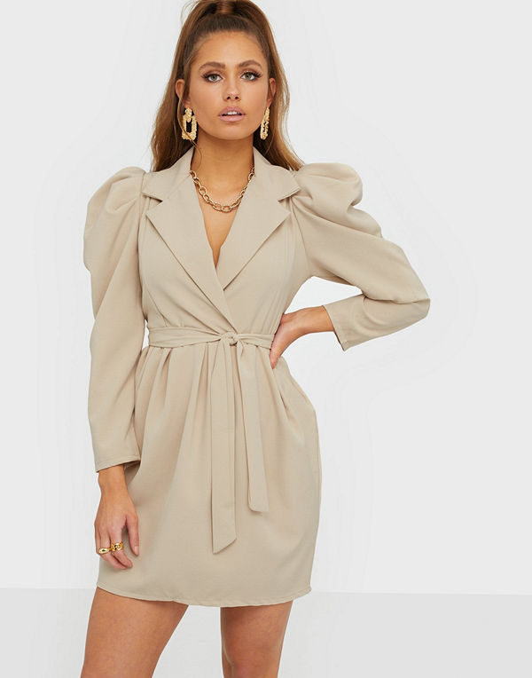 Parisian Puff Sleeve Wrap Mini Dress