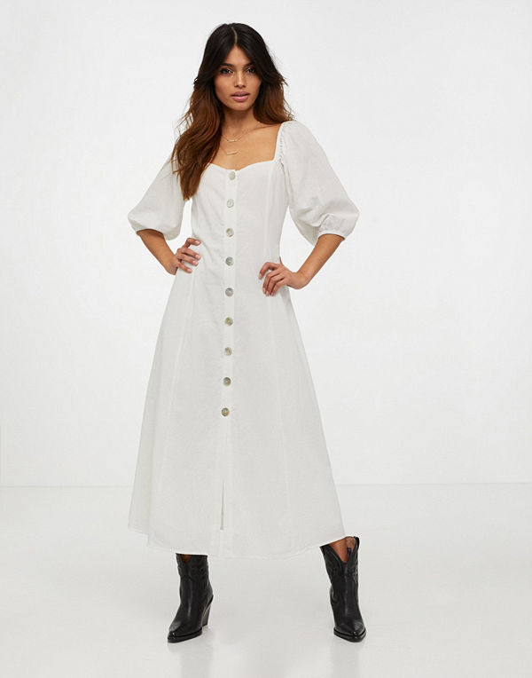 Glamorous Half Sleeve Button Midi Dress