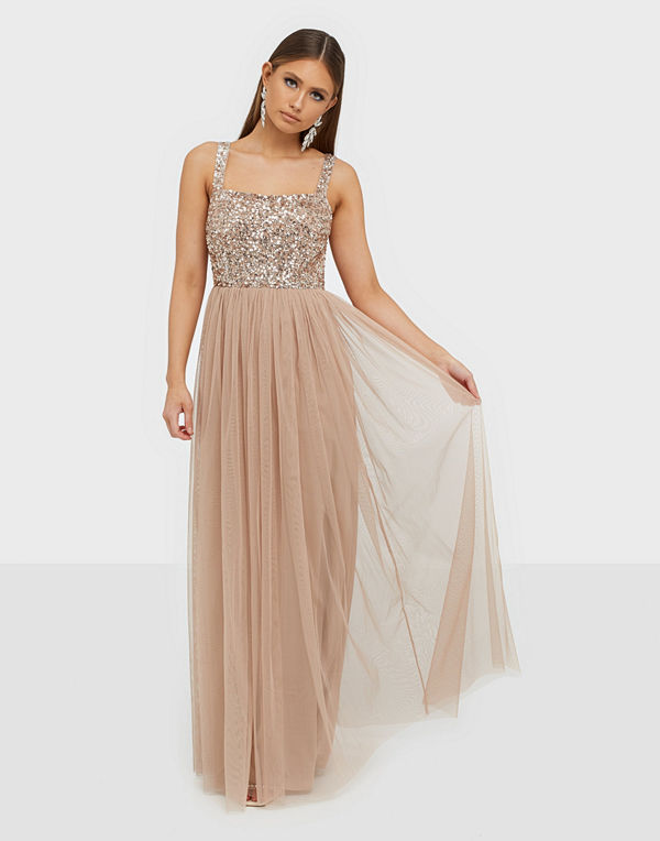 Maya Delicate Sequin Square Neck Maxi Dress
