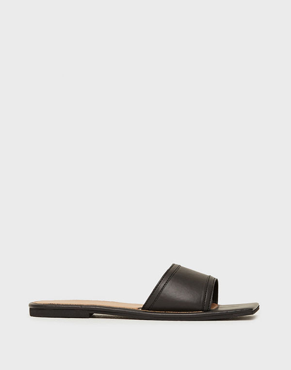 Missguided Square Toe Simple Strap Flat Sandal