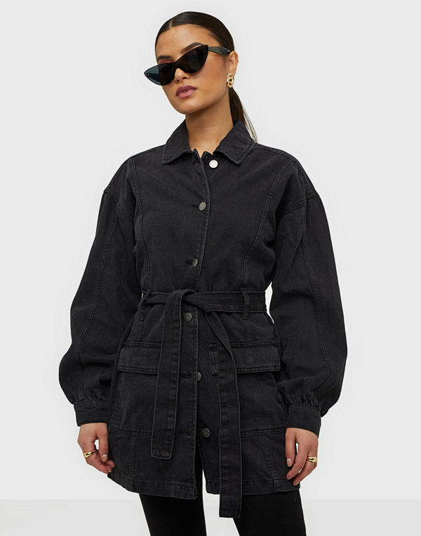 Jacqueline de Yong Jdysansa Belted Denim Jacket Blk Dn