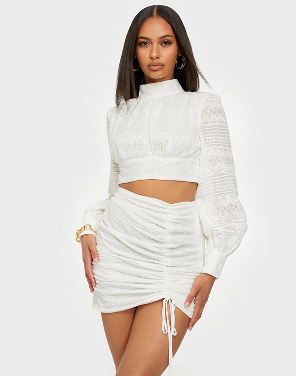 Rare London Broderie Drawstring Mini Skirt