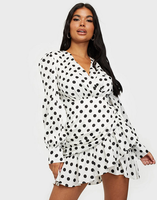 Rare London Polka Ruffle Wrap Dress
