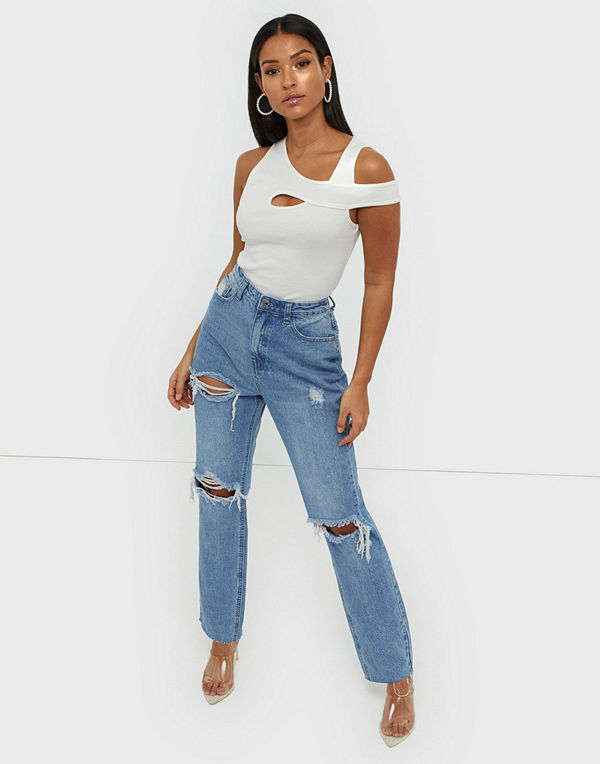 Missguided Highwaisted Rip Straight Jeans