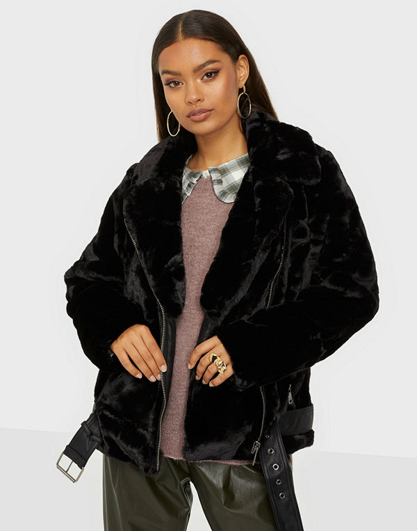 Only ONLMARY FAUX FUR BIKER OTW