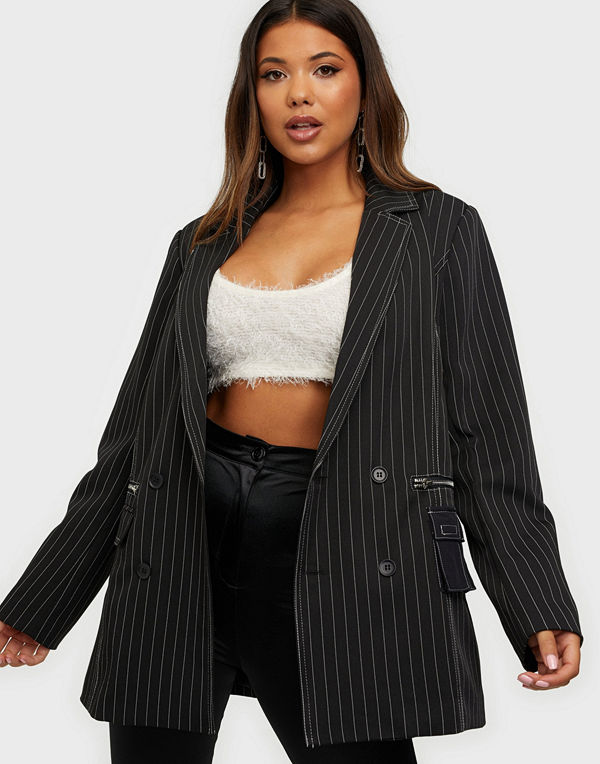 Missguided KXMG Pinstripe Oversized Blazer