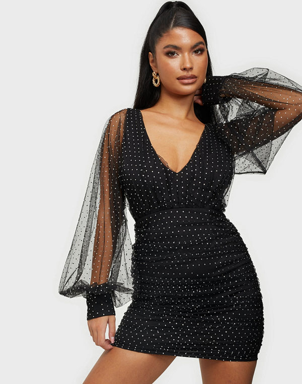 Rare London Diamante Plunge Dress