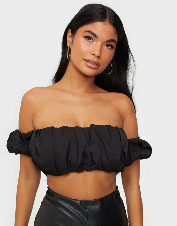 Missguided Ruched Bardot Crop Top