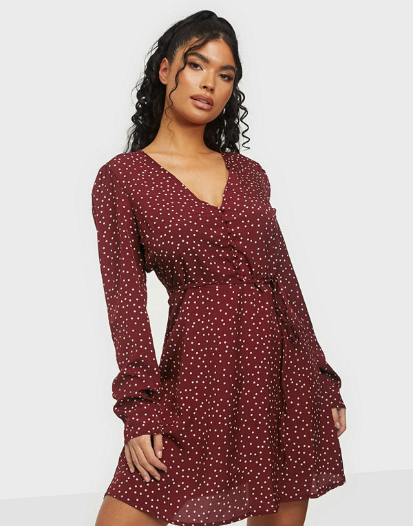 Missguided Half Button Tea Dress Polka