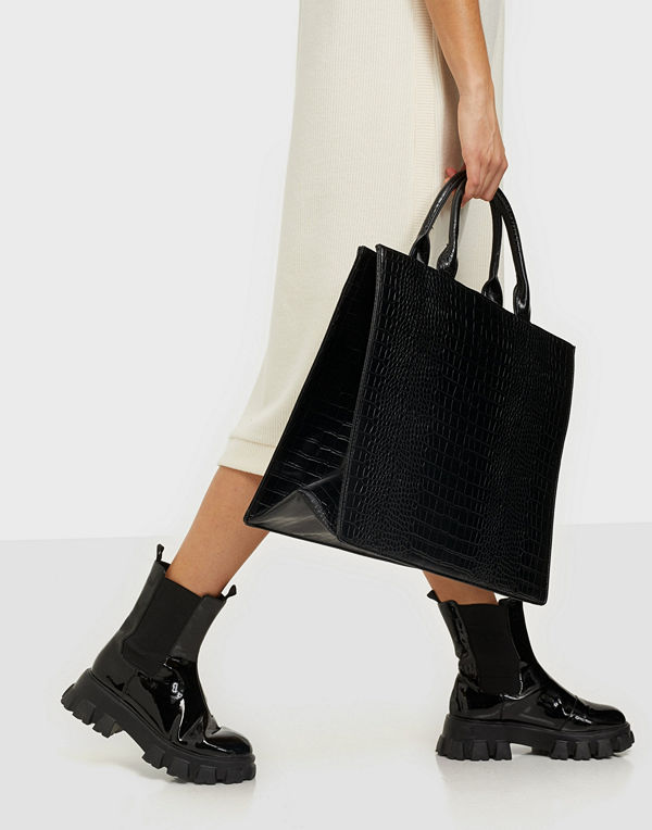 Missguided svart väska Croc Tote Bag